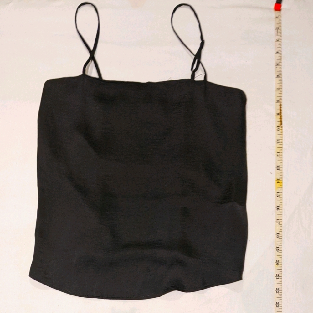 satin date-night tank blouse black S NWOT